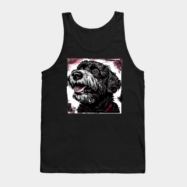 Retro Art Black Russian Terrier Dog Lover Tank Top by June Sixteen